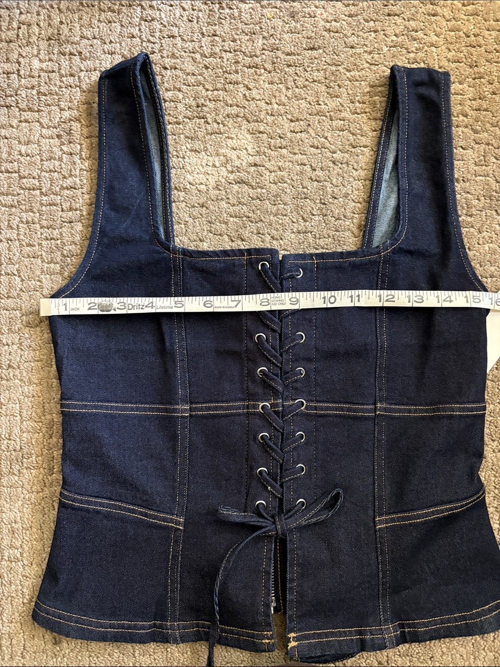 Moon River Lace-Up Detail Denim Corset Top Size Large - Picture 10 of 13